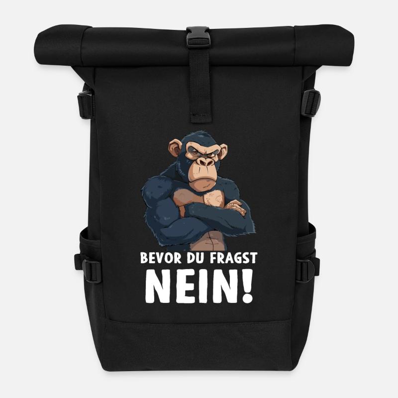 Schimpanse Affe Primat Bevor du fragst Nein - Rolltop Rucksack - Schwarz