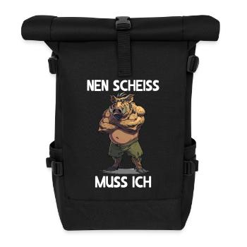 Wildschwein Nen scheiss muss ich Wildnis Wald - Rolltop Rucksack - Schwarz - Vorne