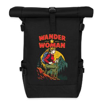 Hiking wander woman Women Shirt Pullover Hoodie - Roll Top Backpack - black - Front