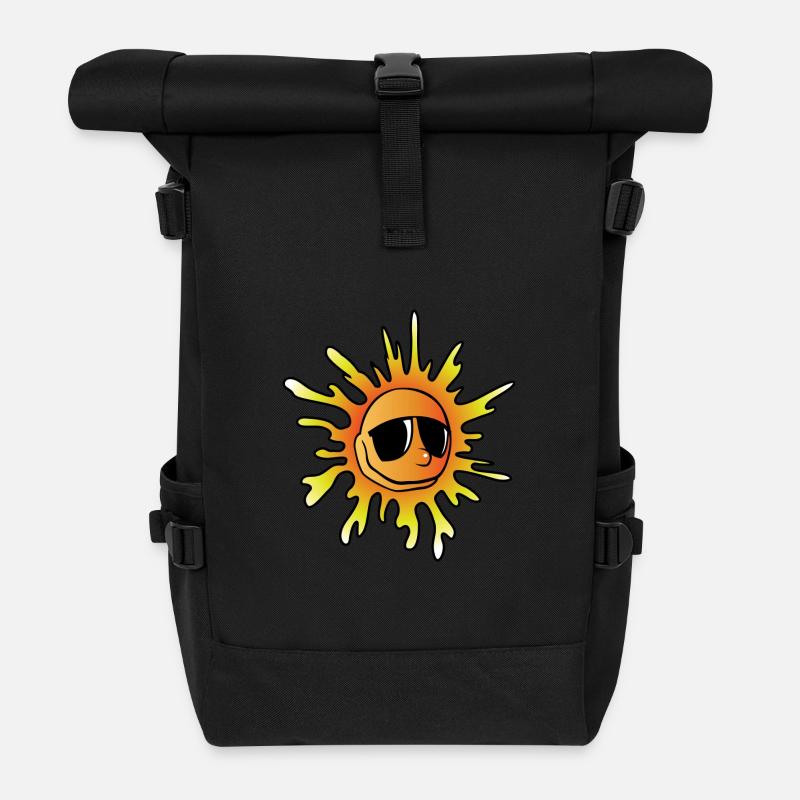 Sonne Comic - Rolltop Rucksack - Schwarz