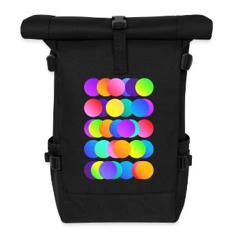 Knallbunte Kreise - Rolltop Rucksack - Schwarz - Vorne