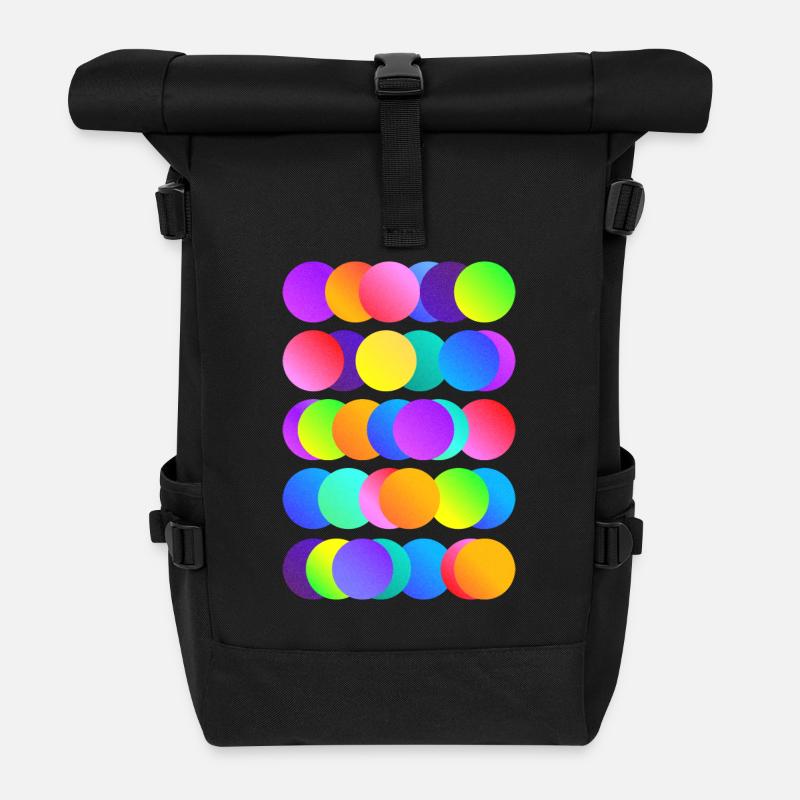 Cercles aux couleurs vives - Sac à dos roll top - noir