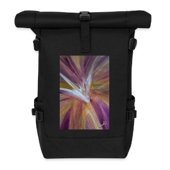 Abstract Flower - Rolltop Rucksack - Schwarz - Vorne
