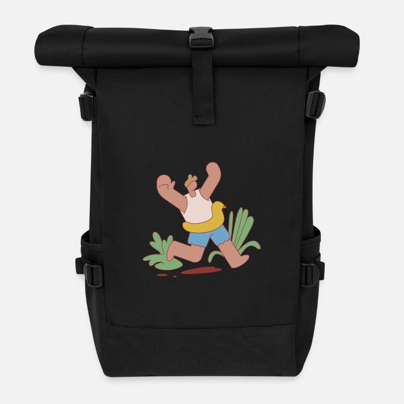 Sommerdesign - Rolltop Rucksack - Schwarz