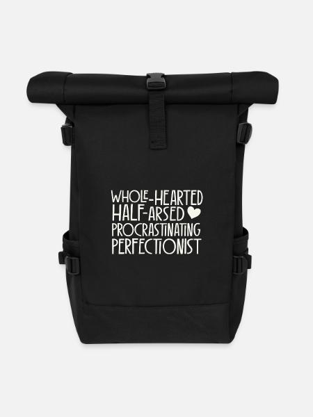 Halbherzige Perfektionisten - helles Retro-Design - Rolltop Rucksack - Schwarz