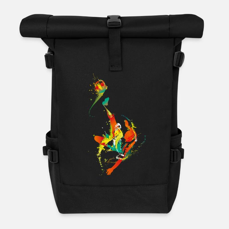 Fussballer - Rolltop Rucksack - Schwarz