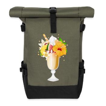 herrlicher tropischer Eisbecher für Eisliebhaber - Rolltop Rucksack - Olive/Schwarz - Vorne