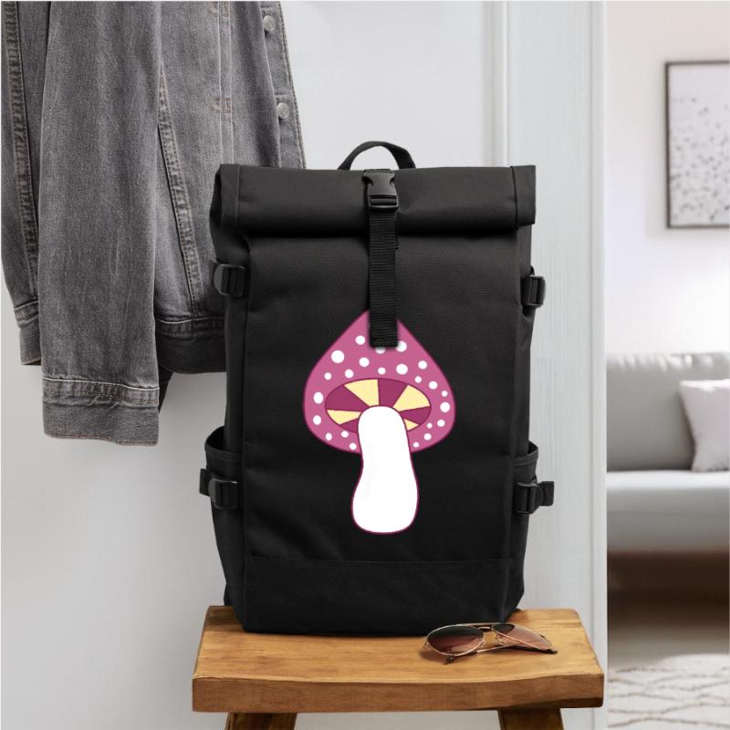 Mushroom fly agaric violet pattern customizable Roll Top Backpack