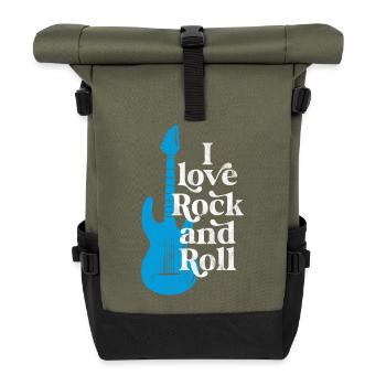 I love rock and roll - Roll Top Backpack - olive/black - Front