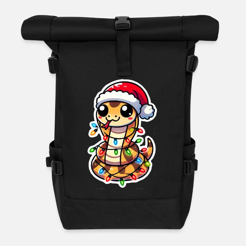 Emballage de serpent de Noël - Sac à dos roll top - noir