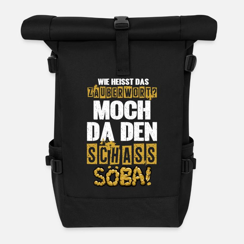Wie heißt das Zauberwort? Moch da den Schass söba! - Rolltop Rucksack - Schwarz