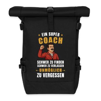 Coach Geschenk – Unvergesslich, Stark, Inspirieren - Rolltop Rucksack - Schwarz - Vorne