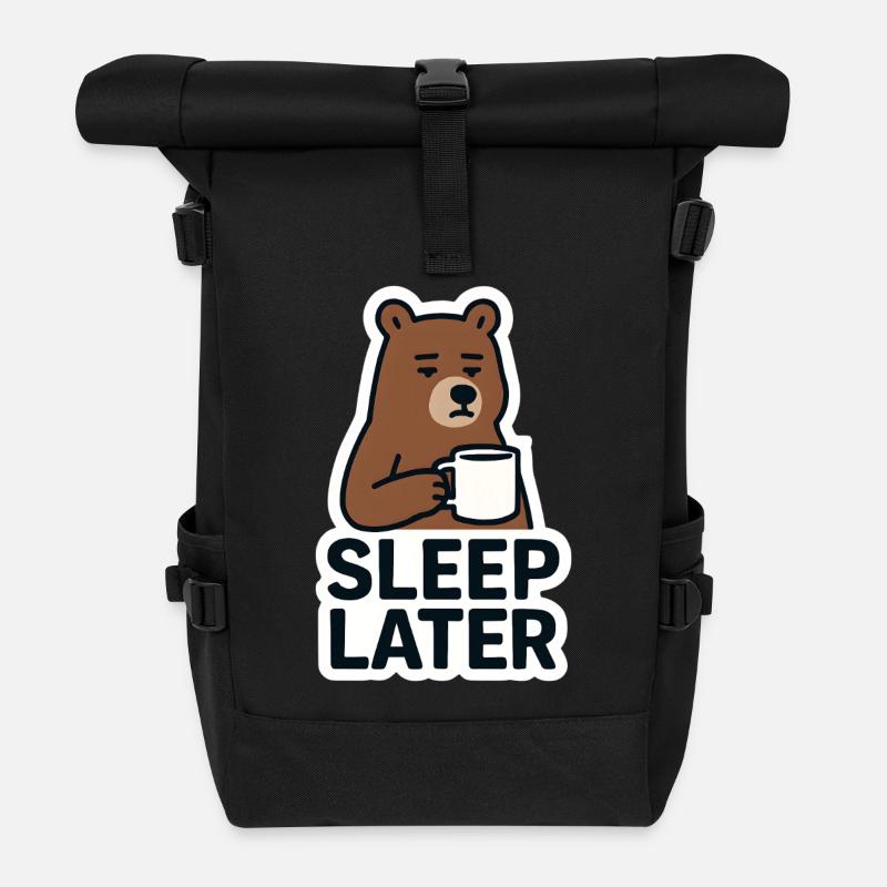 Bär Ruhiger Schlaf Später Illustration - Rolltop Rucksack - Schwarz