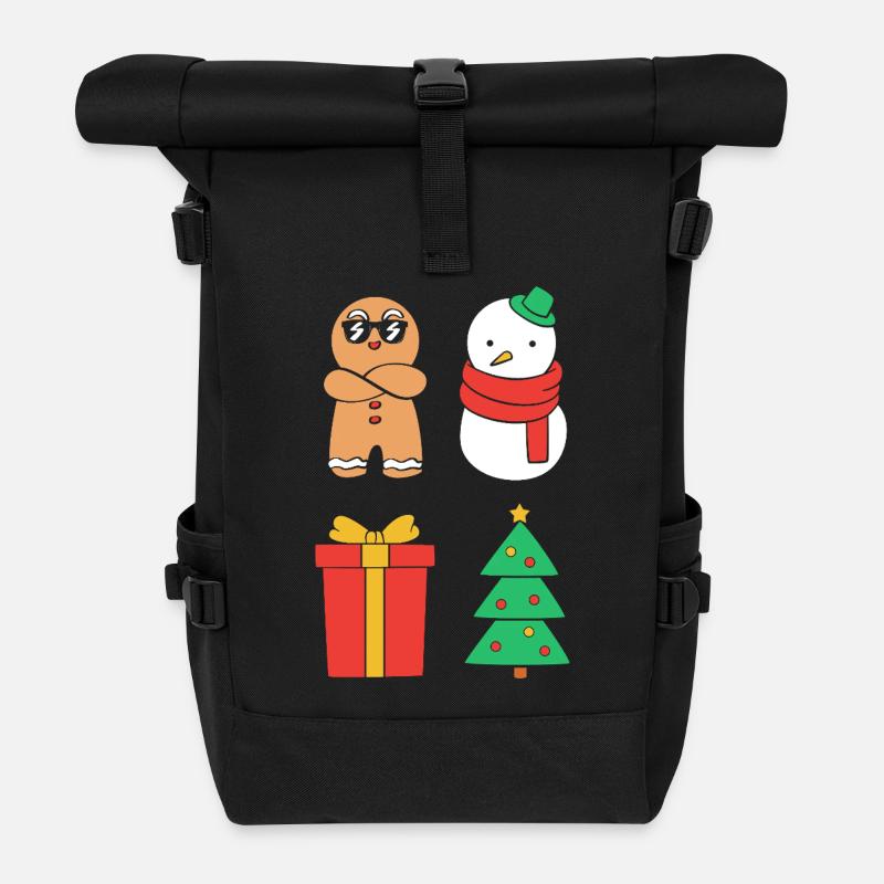 Lebkuchen Weihnachten Lebkuchenmann Gingerbread - Rolltop Rucksack - Schwarz