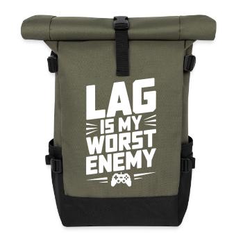 Lag ist mein schlimmster Feind - Rolltop Rucksack - Olive/Schwarz - Vorne