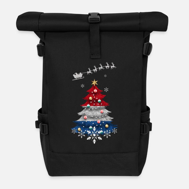 Sapin de Noël avec drapeau néerlandais - Sac à dos roll top - noir