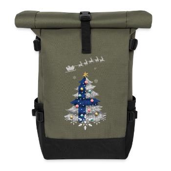 Christmas tree with Finland flag - Roll Top Backpack - olive/black - Front