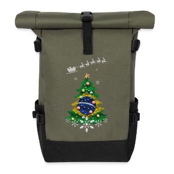 Christmas tree with Brazil flag - Roll Top Backpack - olive/black - Front