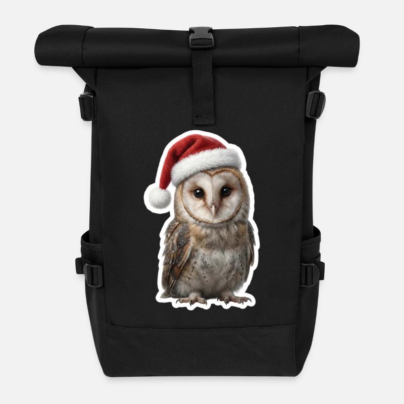 Mysterious owl in the magic of Christmas - Roll Top Backpack - black