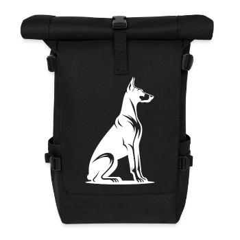 Silhouette du chien de garde doberman loyal - Sac à dos roll top - noir - Devant