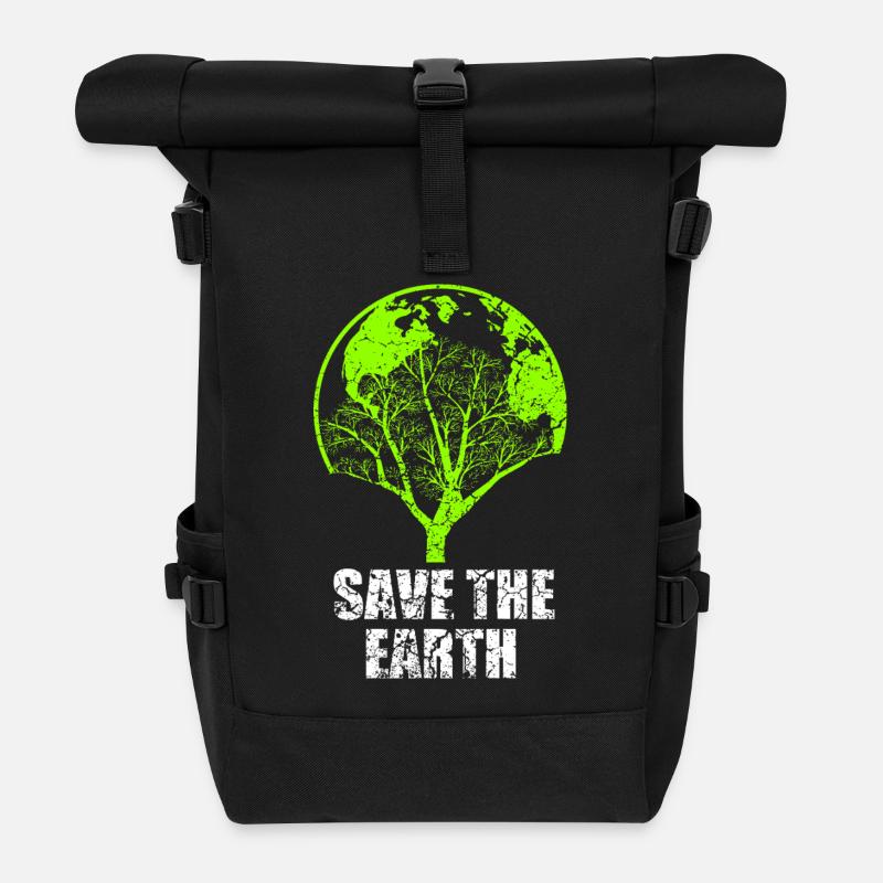 SAVE THE EARTH T-SHIRT - Rolltop Rucksack - Schwarz