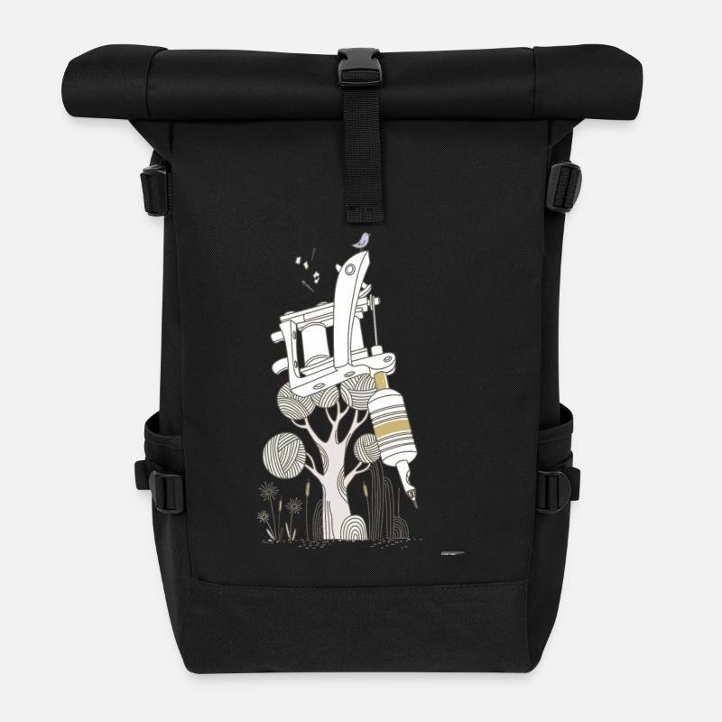 Tattoo Machine - Roll Top Backpack - black