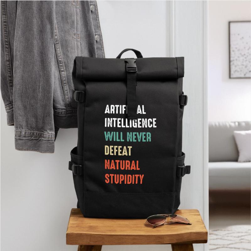 Funny Artificial Intelligence Machine Learning AI Roll Top Backpack