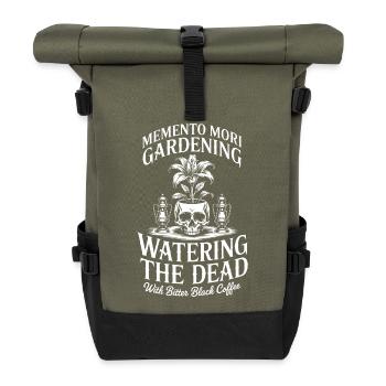Memento Mori Garden Skull Coffee - Roll Top Backpack - olive/black - Front