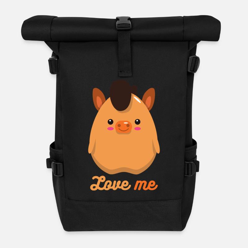 horse - Roll Top Backpack - black