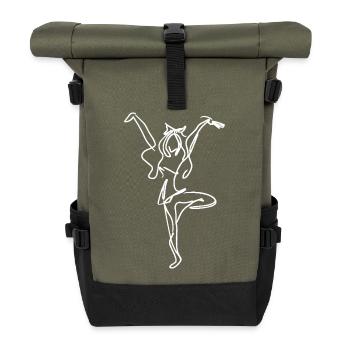 Cheerleader Drawing - Roll Top Backpack - olive/black - Front