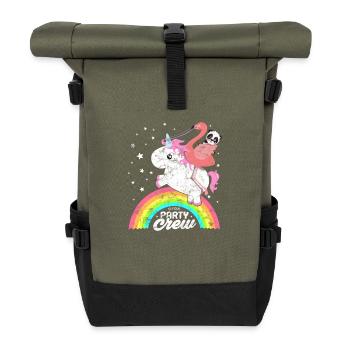 Mega! Licorne Flamingo Panda Crew Shirt - Sac à dos roll top - olive/noir - Devant