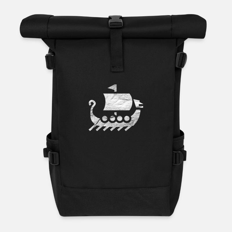 Wikinger Boot Vikings Thor Odin Geschenk - Rolltop Rucksack - Schwarz