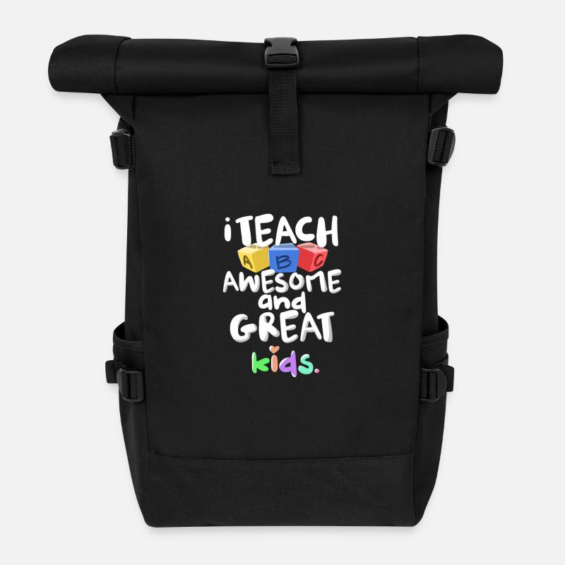 Ich lehre Awesome Great Kids ABC Lehrer Geschenk - Rolltop Rucksack - Schwarz