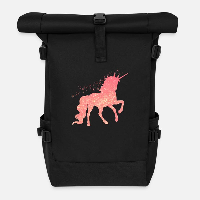 La licorne rouge pailletée - Sac à dos roll top - noir