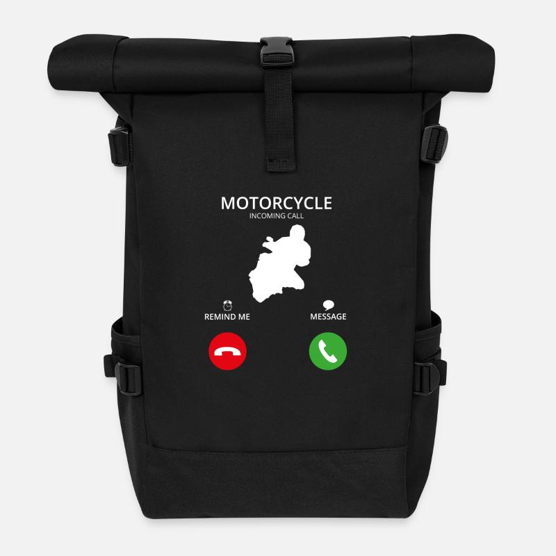 Call Mobile Anruf bike motorcycle motorrad - Rolltop Rucksack - Schwarz