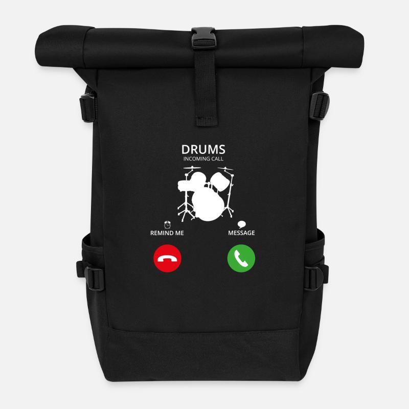 Call Mobile Anruf DRUMMER SCHLAGZEUG drums - Rolltop Rucksack - Schwarz