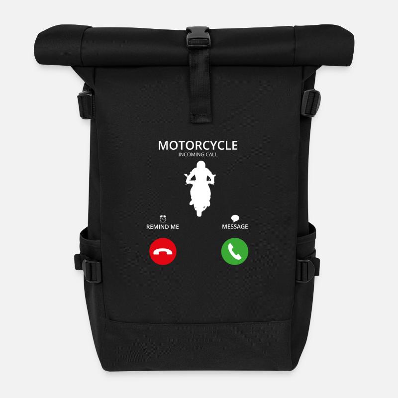 Call Mobile Call biker sport motorcycle - Roll Top Backpack - black