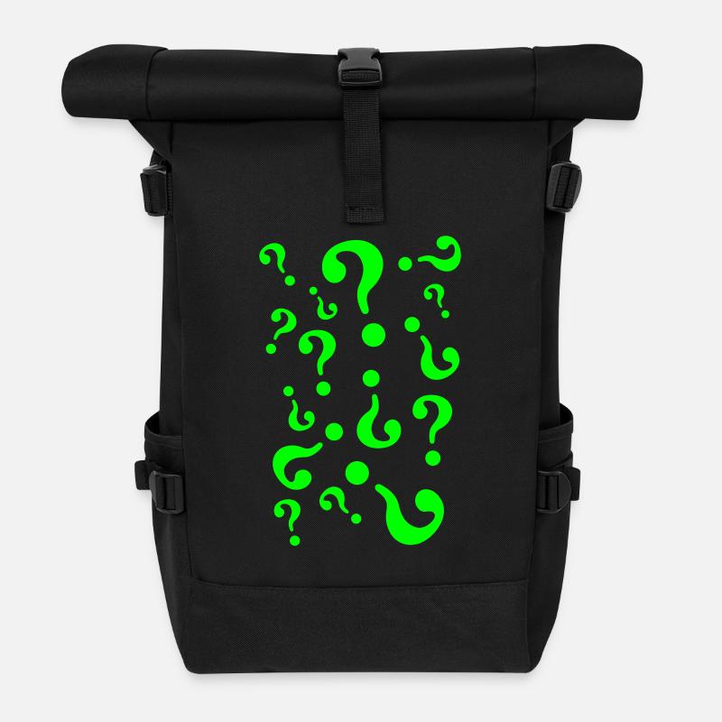 Question Marks - Roll Top Backpack - black