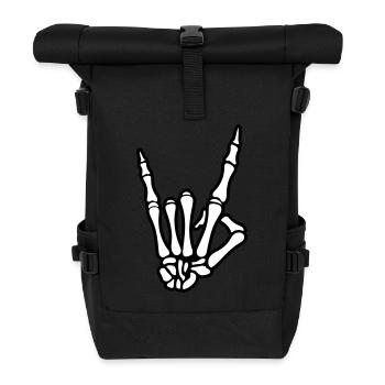 skull hand party symbol - Rolltop Rucksack - Schwarz - Vorne