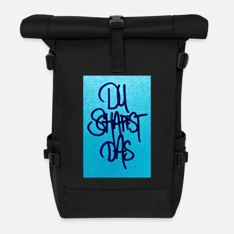 DU SCHAFFST DAS - Rolltop Rucksack - Schwarz