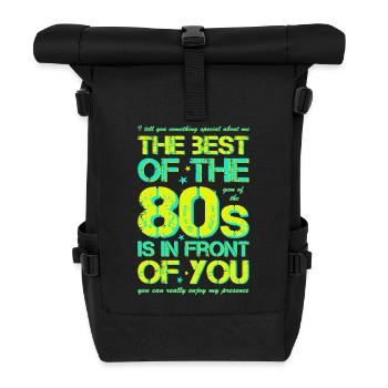 80s Achtziger Jahre 80er - Rolltop Rucksack - Schwarz - Vorne