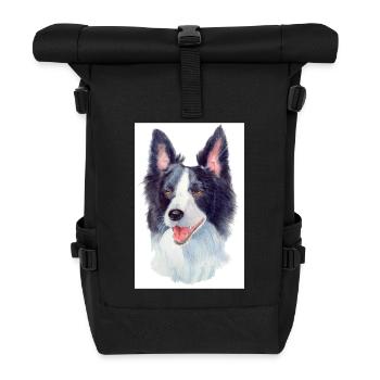 Border collie sticker colors - Roll Top Backpack - black - Front