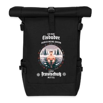 Der Eisbader – Kältetherapie bei Eisbad im Winter - Rolltop Rucksack - Schwarz - Vorne