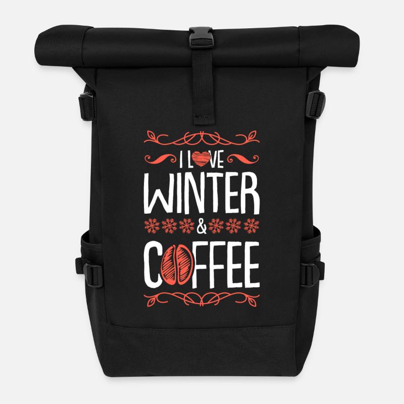 I Love Winter and Coffee - Rolltop Rucksack - Schwarz