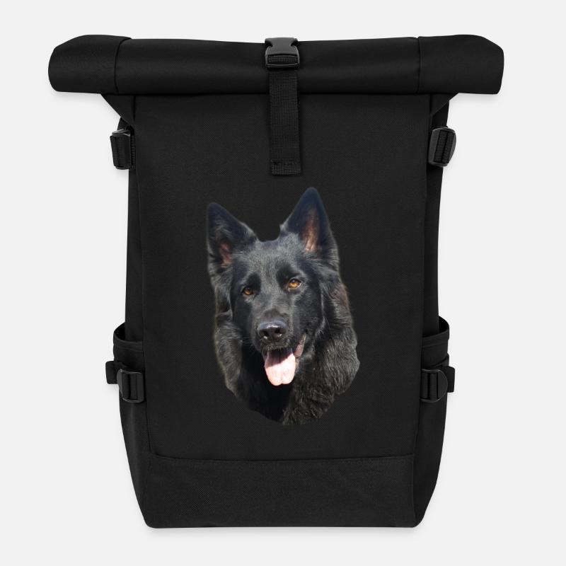 schwarzer Schäferhund Kopf - Rolltop Rucksack - Schwarz
