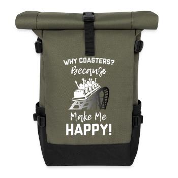 Roller Coaster Make Me Happy - Roll Top Backpack - olive/black - Front