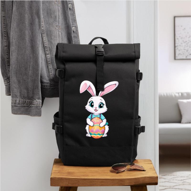 Easter bunny with Easter eggs Roll Top Backpack