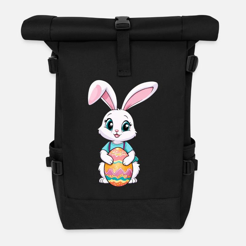 Easter bunny with Easter eggs - Roll Top Backpack - black