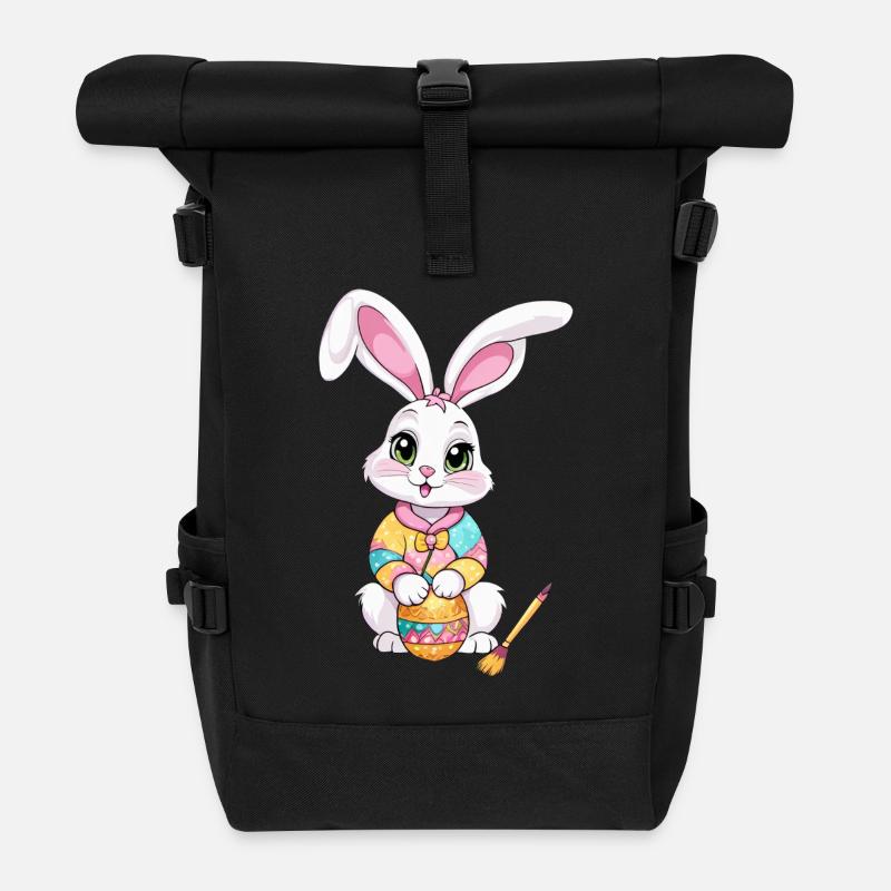 Osterhase mit Ostereiern - Rolltop Rucksack - Schwarz