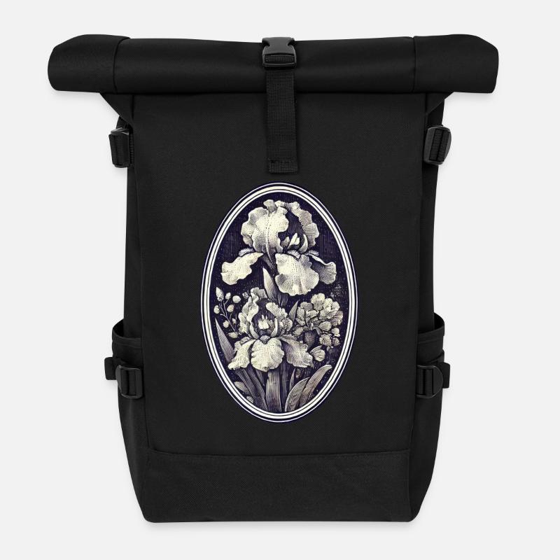 Viktorianische Vintage-Iris - Rolltop Rucksack - Schwarz